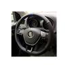 Car Steering Wheel Cover Carbon Alkantra Ring Model With Blue Stitching