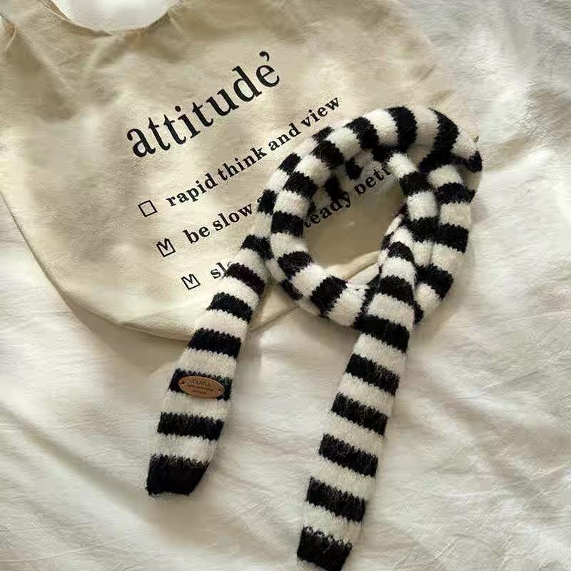 Korean Y2K Color Block Wool Blend Scarf - Versatile & Stylish for Women