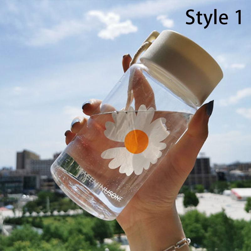 500Ml Small Daisy Transparent Plastic Water Bottles Water Bottle Portable Travel