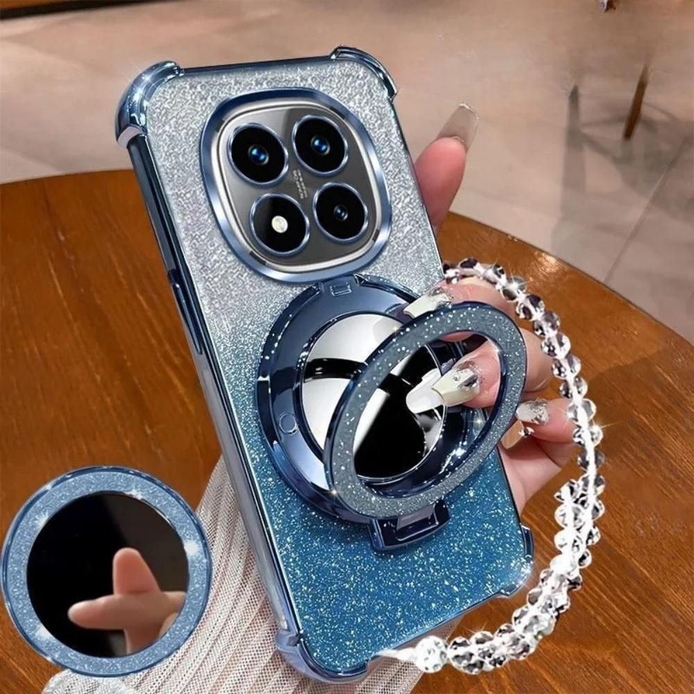 Phone Case For Infinix Note 30 40 50 Pro Smart 9 8 5 Hot 50S 50i 30i Bracket Mirror With Crystal Chain Shock-Absorbing Ahell