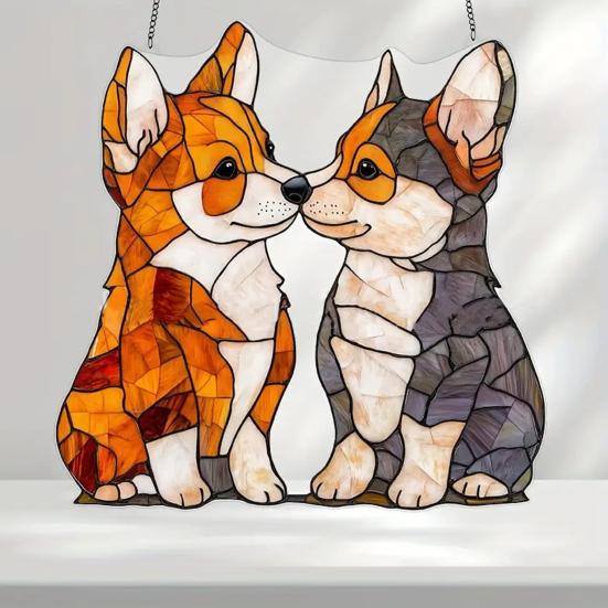 Собака ловец солнца окрашенный акриловый рождественский орнамент красочный щенок ловец солнца подвесное украшение для окна балкона сад