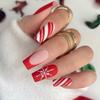 Wearable Manicure Christmas French Fake Nails Full Cover Nail Tips Waterproof Press On Nails Women