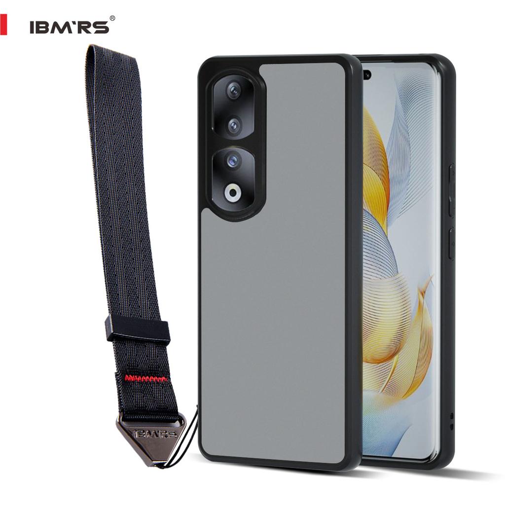 (Comes with Wrist strap)IBMRS for Honor 90 Pro  Phone Case, Shockproof Military-Grade Protection, Matte Translucent Black Camo