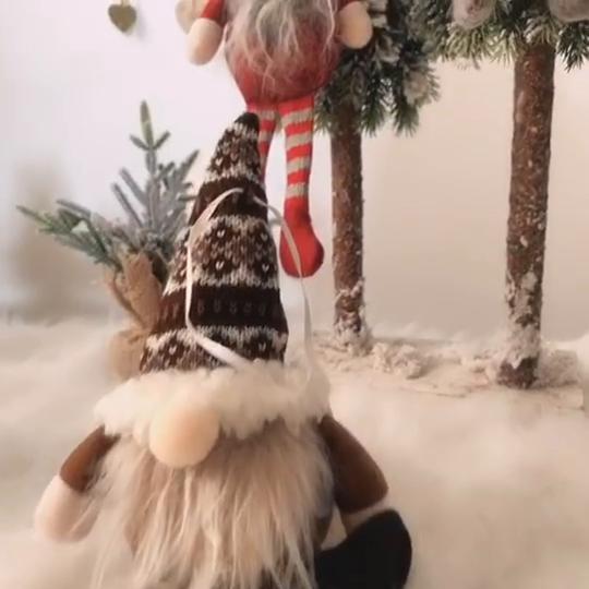 Christmas Ornament Knitted Plush Gnome Doll Christmas Tree Wall Hanging Pendant Holiday Decor Gift ARI