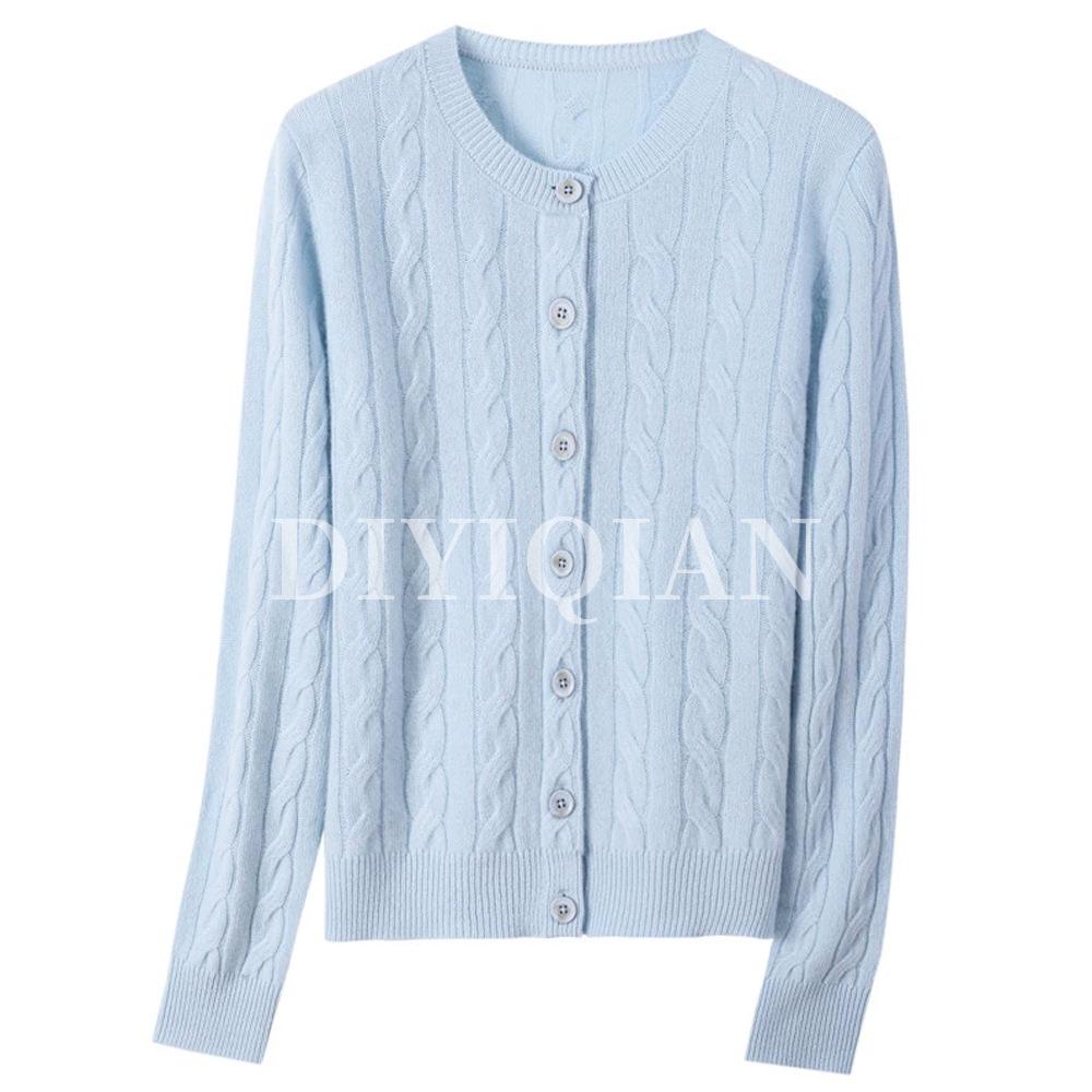 DIYIQIAN Женский классический ретро кардиган из шерсти крупной вязки - Осенне-зимний универсальный топ с круглым вырезом