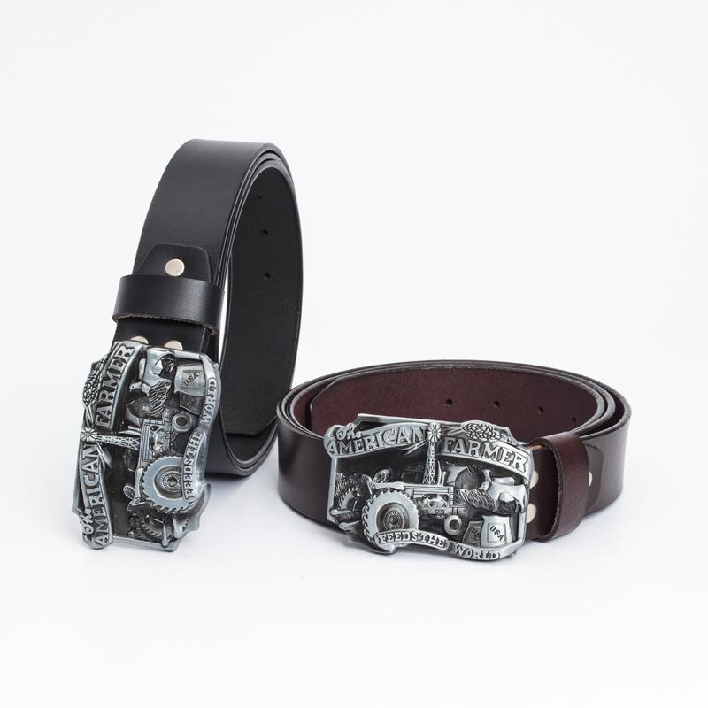American Farm Personalized Belt Buckle Agricultural Tractor Leather Buckle Primary Color Glazed Plate Buckle