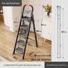 Multi-Functional Folding Indoor A-Frame Step Ladder with Handrail, Thickened Step Stool, Telescopic Design