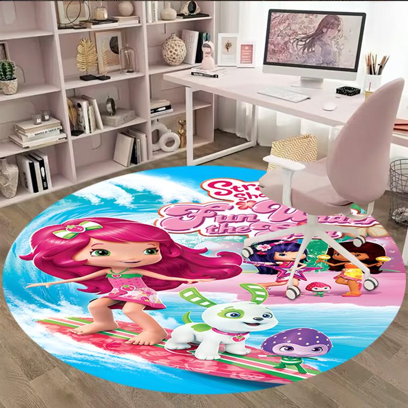 1pc Princess Strawberry9 Carpet, Round Rug, Comfortable, Suitable for Entryways, Living Rooms, Office, And Bedrooms, Christmas Decoration