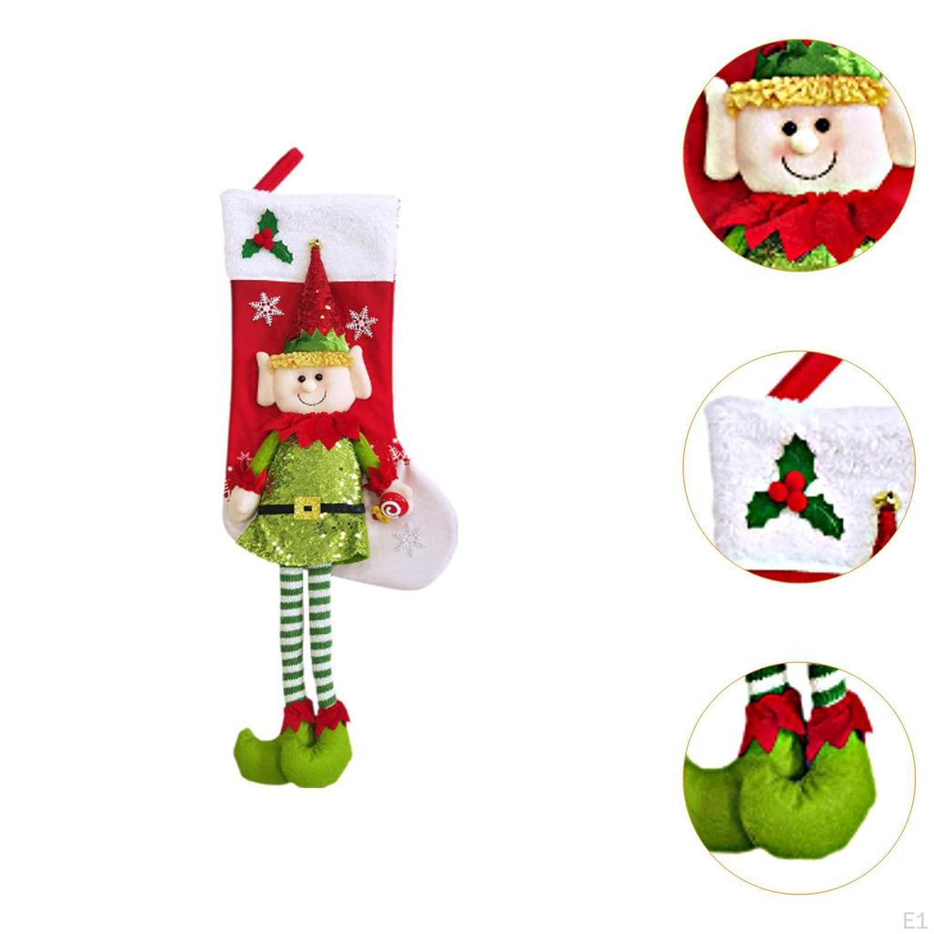 Рождественская елка Подвеска Конфетный мешок Декор Очаровательные поделки Кукла Эльф в деревенском стиле Длинный чулок для