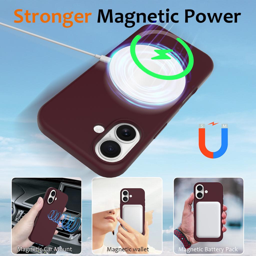 Чехол для iPhone 17, совместимый с MagSafe, противоударный, из жидкого силикона