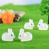 DIY Mini Rabbit Ornament Cartoon Resin Animal Figurines Cute Luminous Rabbit Miniatures  Outdoor