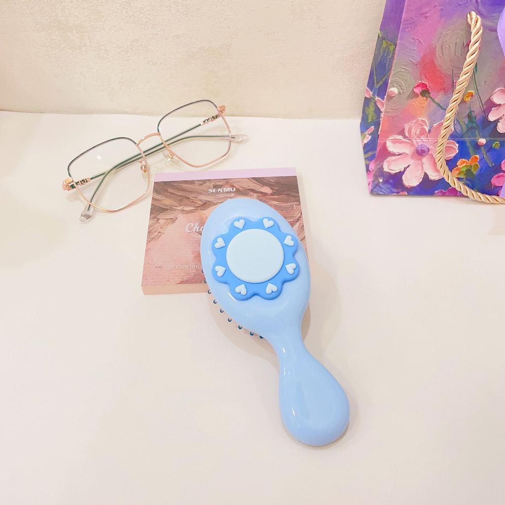 Милая мультяшная расческа с бантом на ручке для массажа кожи головы, переносная пластиковая воздушная подушка, маленькая расческа, щетка для волос с бантом, милая милая расческа