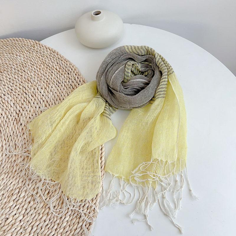 Colorful Lattice Scarf Women's Spring And Summer Breathable Linen Scarves