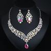 European & American Minimalist Rhinestone Necklace & Earring Set: Elegant Bridal Banquet Accessories for Women