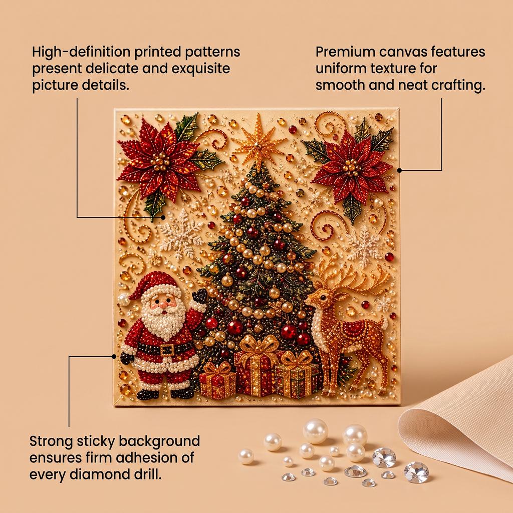 Christmas Pearl Art DIY Painting Kit Five Pointed Star Christmas Tree, Holiday Home Decor Diamond Painting Craft
