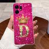 Fashion Initial Letter Crown Couple Case For Honor Play 60A 5G / Honor X6d 5G Transparent TPU Silicone Shockproof Soft Casing