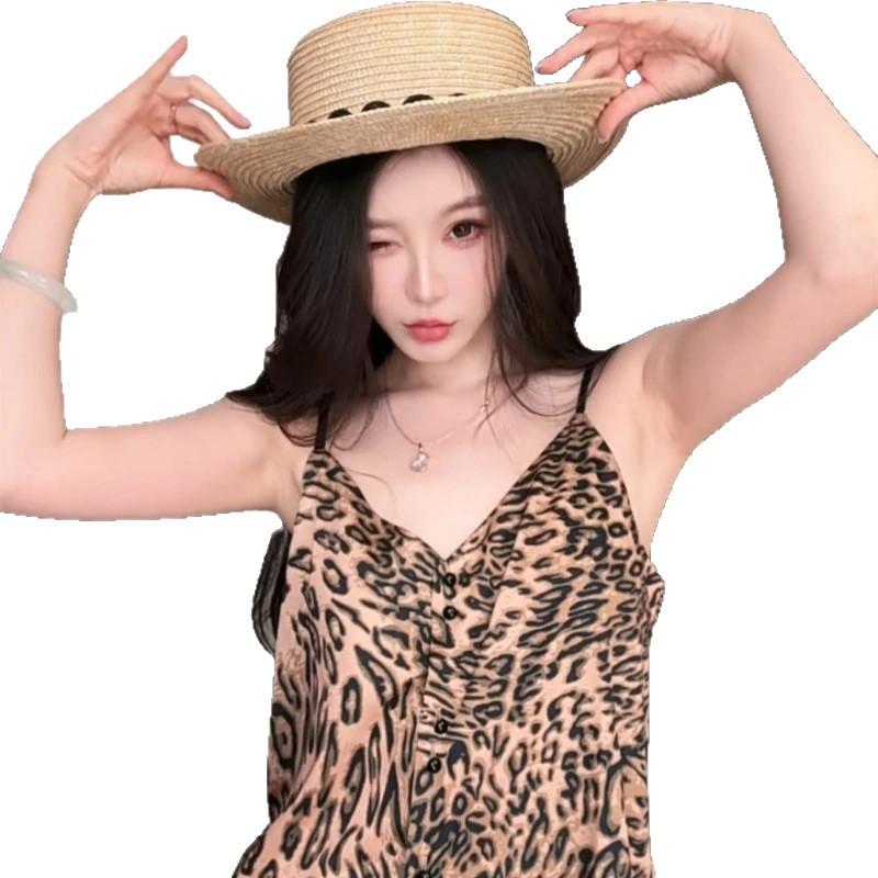 Da Vinci password summer new suit women's leopard print suspender shorts set loose high-end women's loungewear