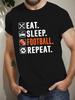Мужская футболка с графическим принтом Eat Sleep Football и повторяющимся дизайном BoldEat Sleep Football Repeat100% хлопок, с круглым вырезом, короткий рукав, печатная