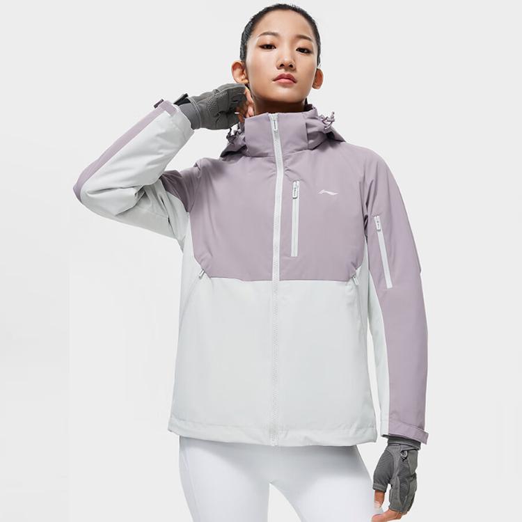 Li-Ning Спортивная куртка 3-в-1 с контрастным капюшоном Женская куртка Logan-Purple AWBT014-2