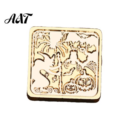 Ghost Wax Stamp Halloween Themed Brass Seal Head, Pumpkin Witch Bat Engraved Pattern Sealing Replacement Head for Envelope Journal Gift Wrap