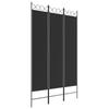 350149 vidaXL Room Divider 3 Panels Black 120x200 Cm Fabric