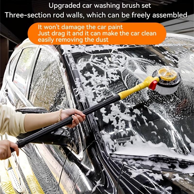 360° Rotating Microfiber Car Wash Brush Kit | Detachable Telescopic Cleaning Brush with Soap Dispenser for Vehicles, Yard, Garden, Pets