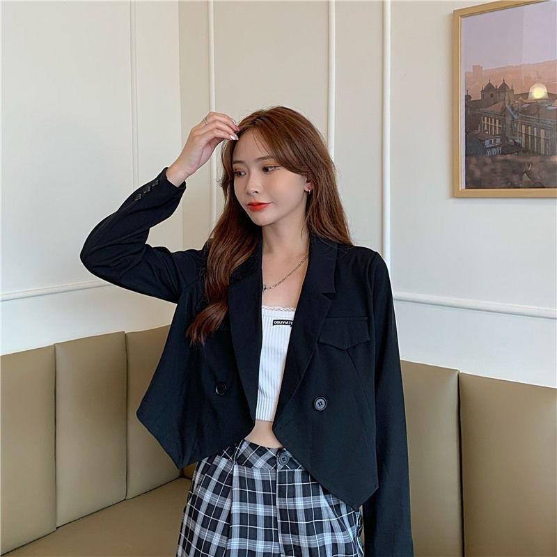 Костюм Пальто Женский Весенне-Осенний Новый Корейский Модный Короткий Пальто Женский Модный Повседневный Блейзер Куртка