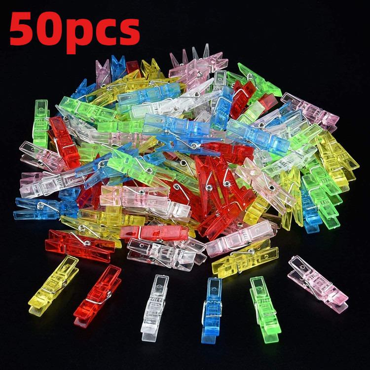 50pcs Plastic Mini Photo Clip Transparent Spring Hanging Clip DIY Wedding Party Wall Home Decoration Photo Clip Socks Clips