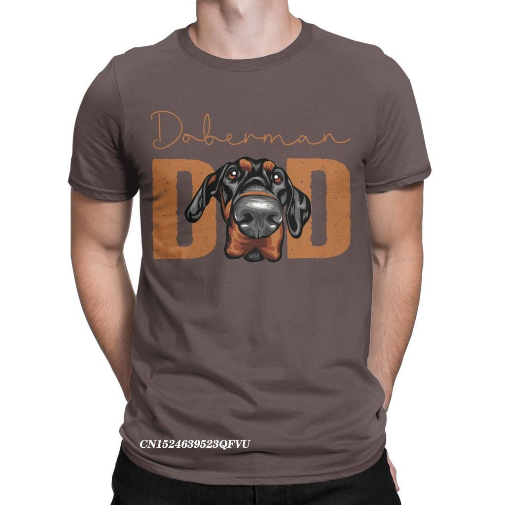 Men Doberman Dad Dog Tops T Shirts Animal Pet Oversized Pure Cotton Novelty Harajuku Crewneck Tees Aesthetic Camisas T-Shirt