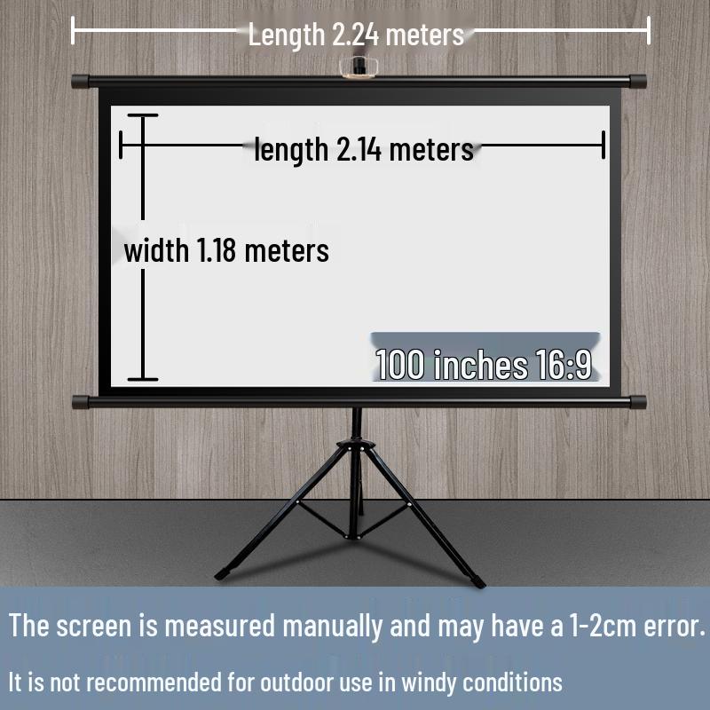 100-дюймовый напольный экран для проектора со стойкой - Кронштейн без перфорации для домашнего использования