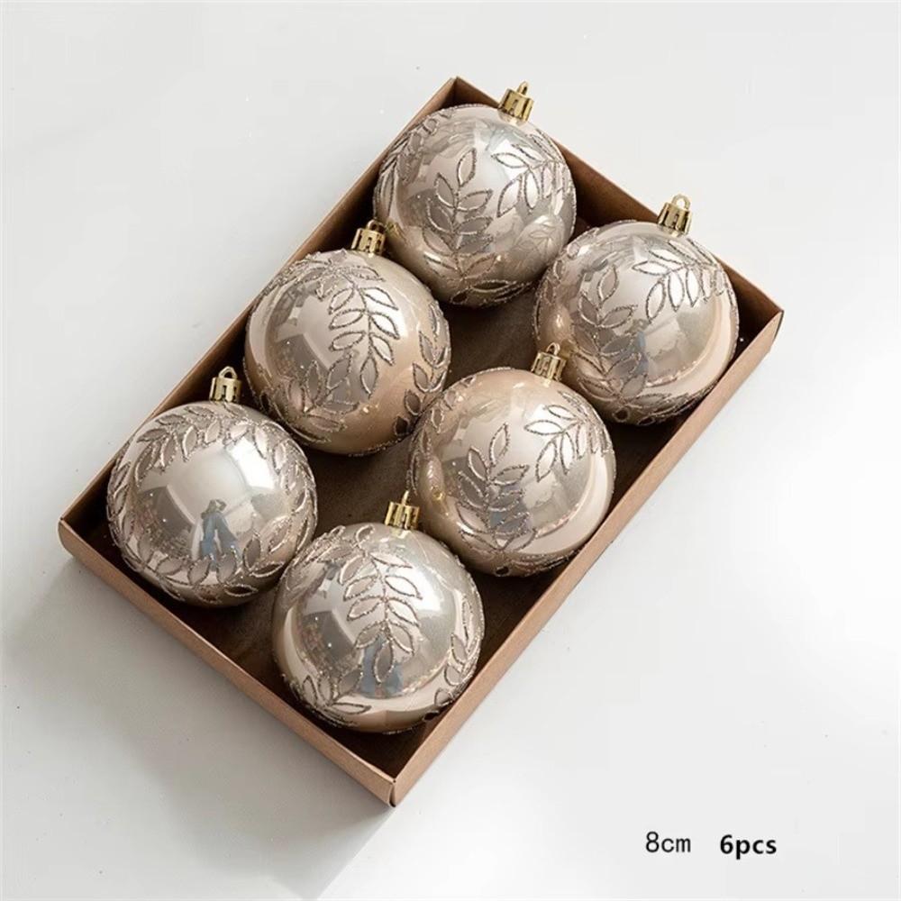 6pcs/set WillowLeaf Design Ball Ornaments Hanging Ball Decoration Christmas Party