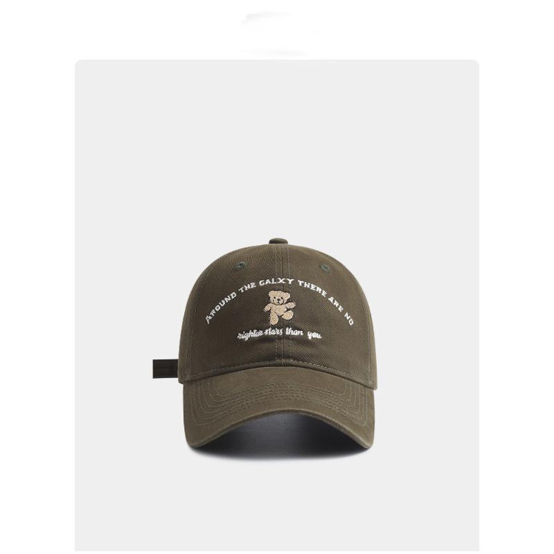 Cute Dancing Bear Embroidered Baseball Cap for Women with Four Seasons Faces Small Korean Style Trendy Wide Essence Baseball Cap