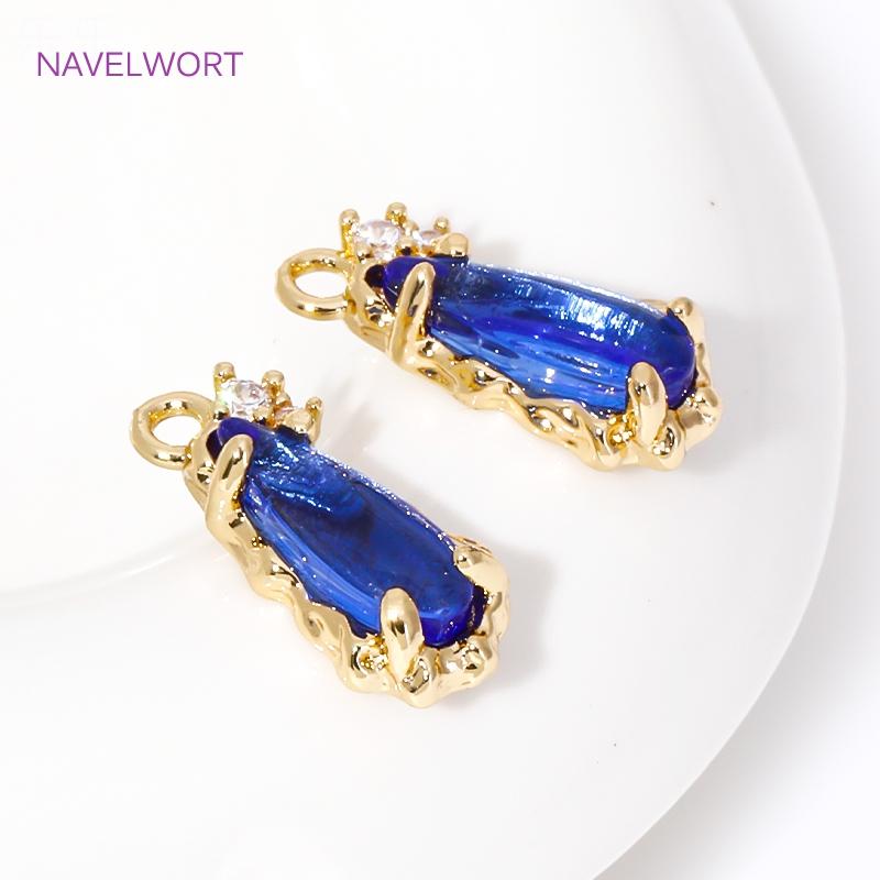 7mm*15.5mm Pendants For Jewelry 18K Gold Plated Teardrop Crystal Charms For Earrings Making,DIY Jewelry Making Accessories