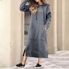Women's Casual Solid Color Long Sleeve Hoodie Long Dress