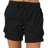 Women Shorts Cargo Pants Shorts Elastic Waist Short Pants Cotton Linen Pocket Summer Beach Solid Color Sliming Comfot Breathable