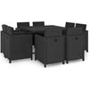 VidaXL Garden Furniture Set 9 Pcs with Cushions Wicker Resin Black