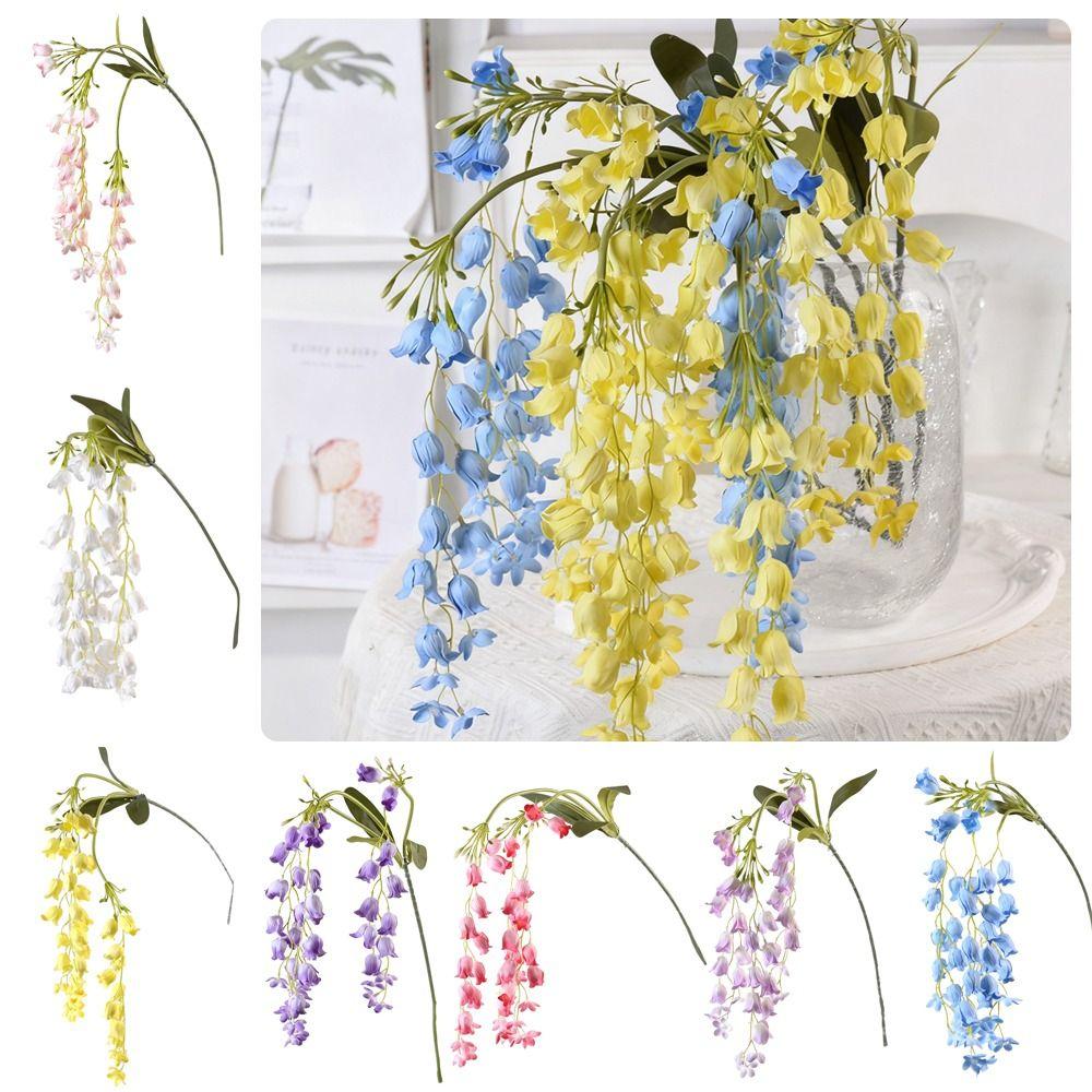 108СМ Искусственные цветы глицинии Шелковый материал Подвесной дизайн Искусственные цветочные растения Зеленый цвет Гирлянда