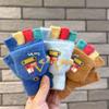 Осенне-зимние детские перчатки, мультяшный узор экскаватора, красочные вязаные перчатки без пальцев, теплые и холодостойкие плюшевые варежки-трансформеры