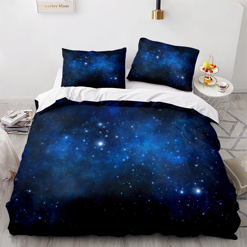 3D Home Bedding Universe Star Sky Quilt Cover Queen King Full Size Twin Planet Print Adult Children's Quilt Cover and Pillowcase Bedding