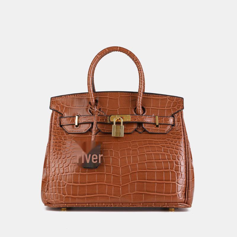 2024 Новая сумка через плечо с крокодиловым узором из платины - европейский и американский стиль высокого класса, большая вместимость для женщин