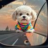 Cute Puppy Pendant Car Mirror Hanging Ornament Acrylic Dog Keychain Christmas Tree Decor Backpack Charm Gift for Women Girls