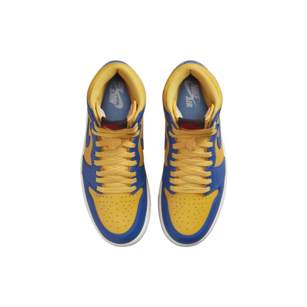 Женские кроссовки Air Jordan 1 Retro High OG Reverse Laney желтые Varsity-Maize Game-Royal FD2596-700