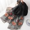 Шелковый шерстяной шарф женский хиджаб пашмина шали накидка Роскошная бандана одеяло цветочная пашмина вышивка длинные шарфы фуляр мода