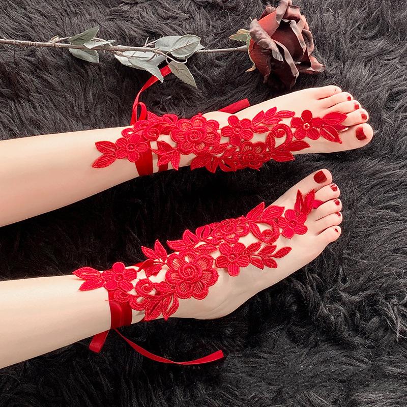 Sexy Stockings Lingerie Lace-up Lace Hollowed-out Socks Women Underwear Accessories Lace Temptation Close-fitting Foot Cover