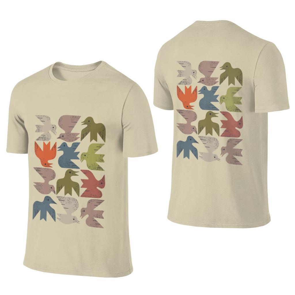 Midcentury Bird Grid Vintage Reversible Tshirt Retro Vibe Bright Colors Unisexs Tshirts