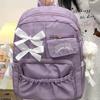College Style Bow Backpack Large Capacity Canvas Shoulders Bag Cute Students School Bag  School