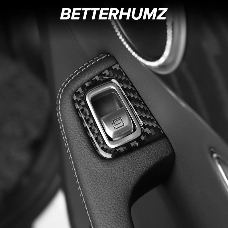 Углеродное волокно для Mercedes Benz W205 C Class GLC X253 Окно автомобиля Панель управления Отделка Кнопка Рамка Наклейки Интерьер