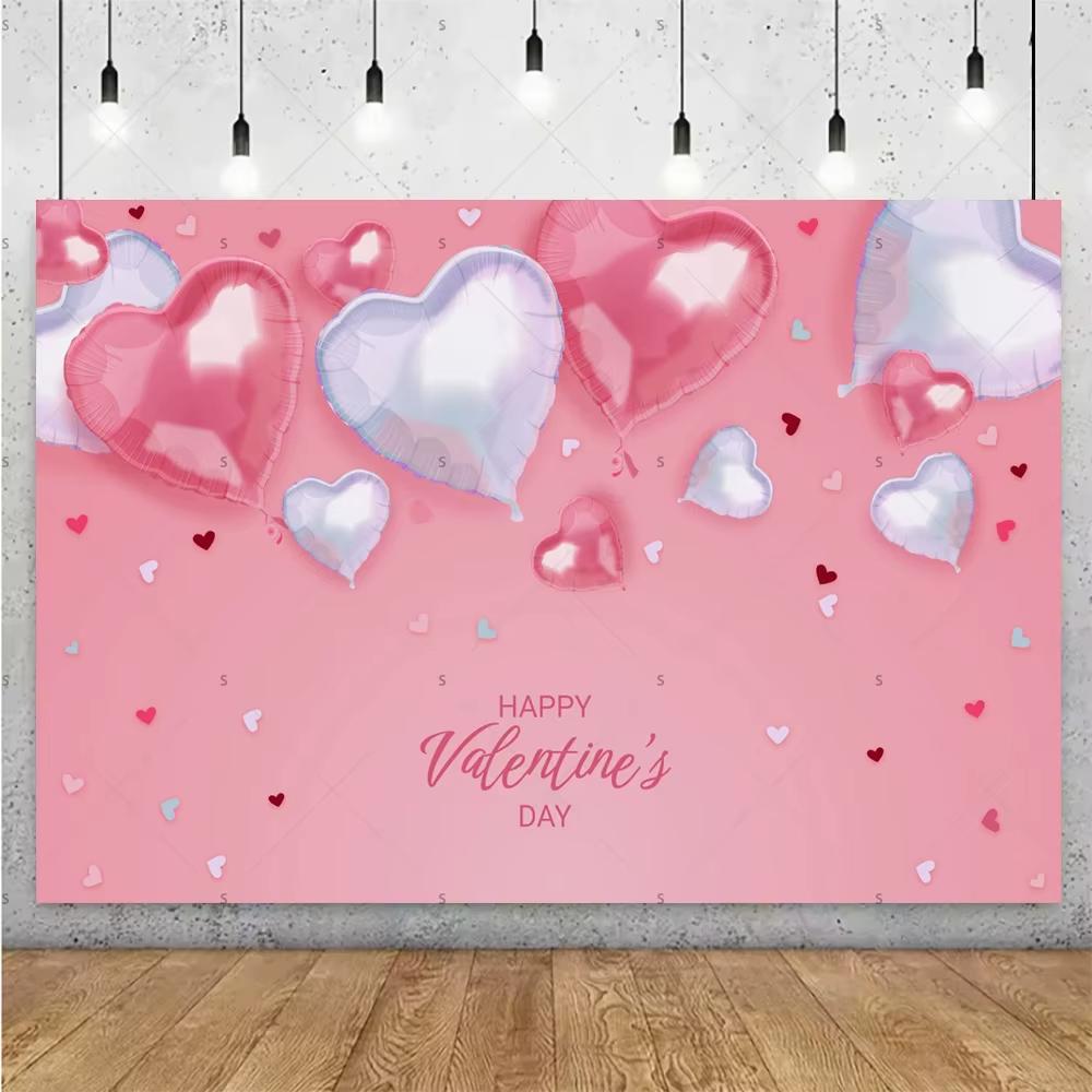 Balloon Red Love Heart Rose Background Happy Valentines Day Backdrop Supplies Valentines Day Party Decoration Photo Shoot Pro