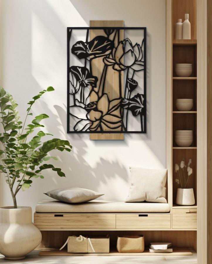Wall Panel Lotus Iron And Wood Cm 60X2X90