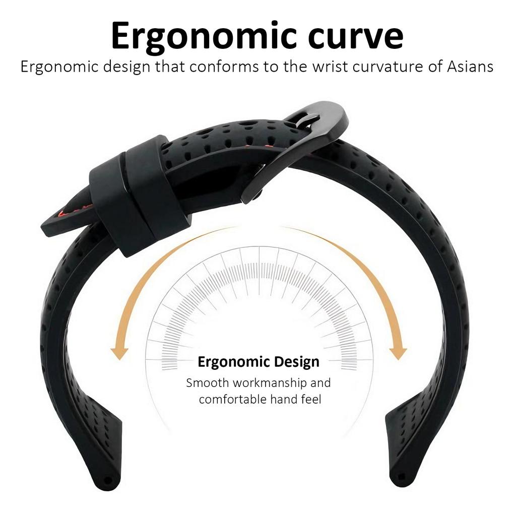 20mm 22mm Premium Silicone Watch Band Butterfly Buckle Waterproof Soft Rubber Strap Breathable Strap Replacement Universal Watch